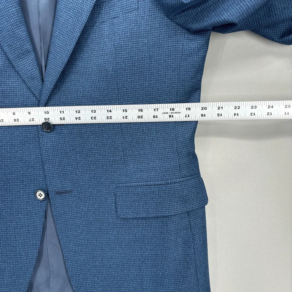 Canali Sport Coat Mens 40R Blue Houndstooth Wool Saks Fifth Avenue Italy Blazer